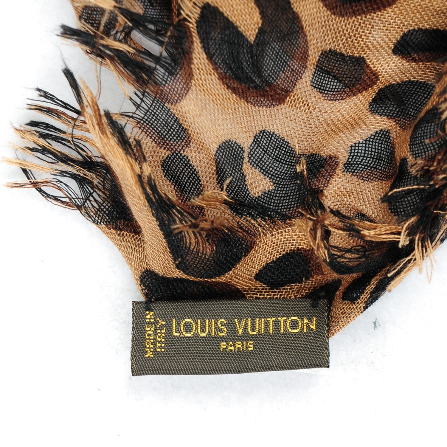 Louis Vuitton Cashmere Silk Leopard Stole Brown 5 of 9