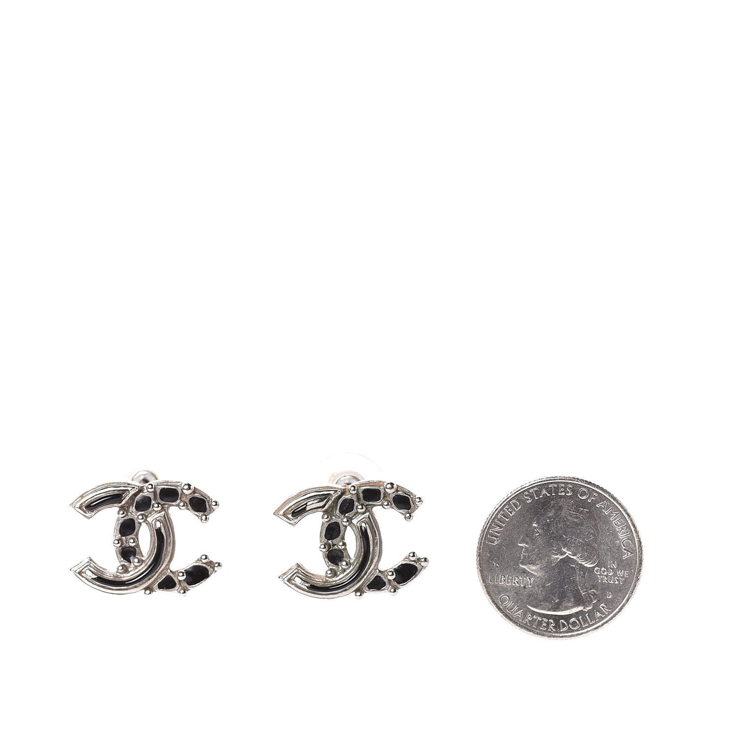 Enamel CC Earrings Black