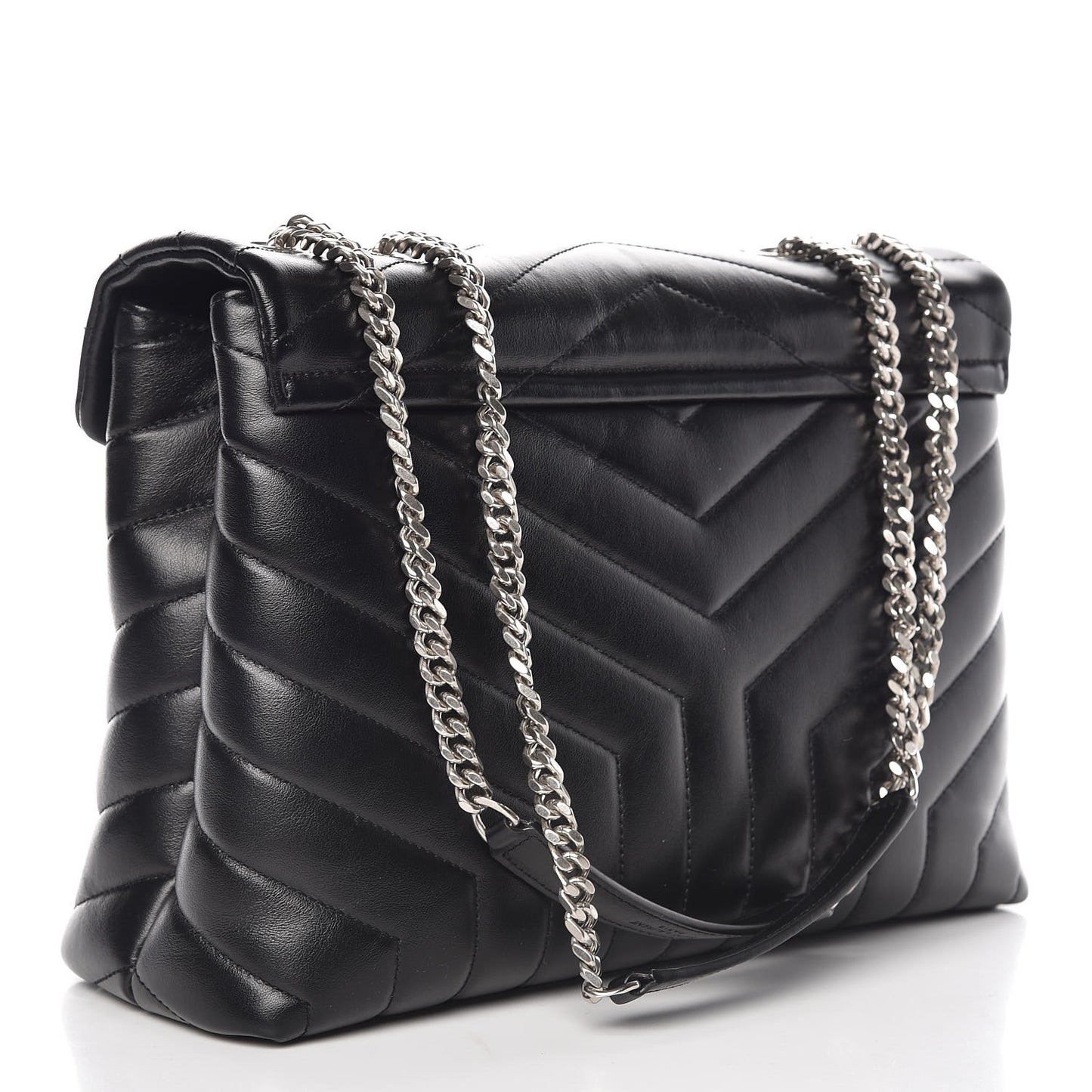 Calfskin Y Quilted Monogram Medium Loulou Chain Satchel Black