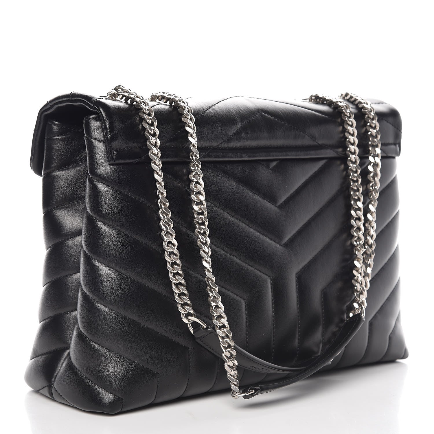 Saint Laurent Calfskin Y Quilted Monogram Medium Loulou Chain Satchel Black 3 of 11