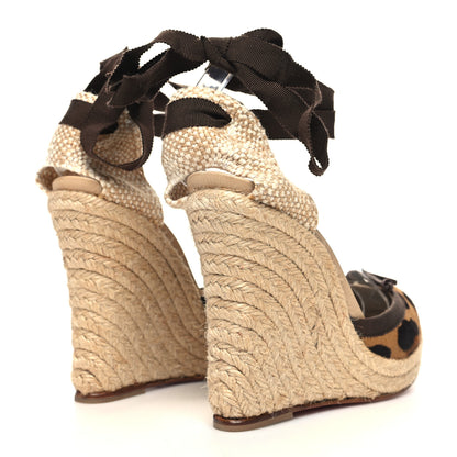 Christian Louboutin Pony Hair Tigresse 140 Espadrille Wedges 38 4 of 7
