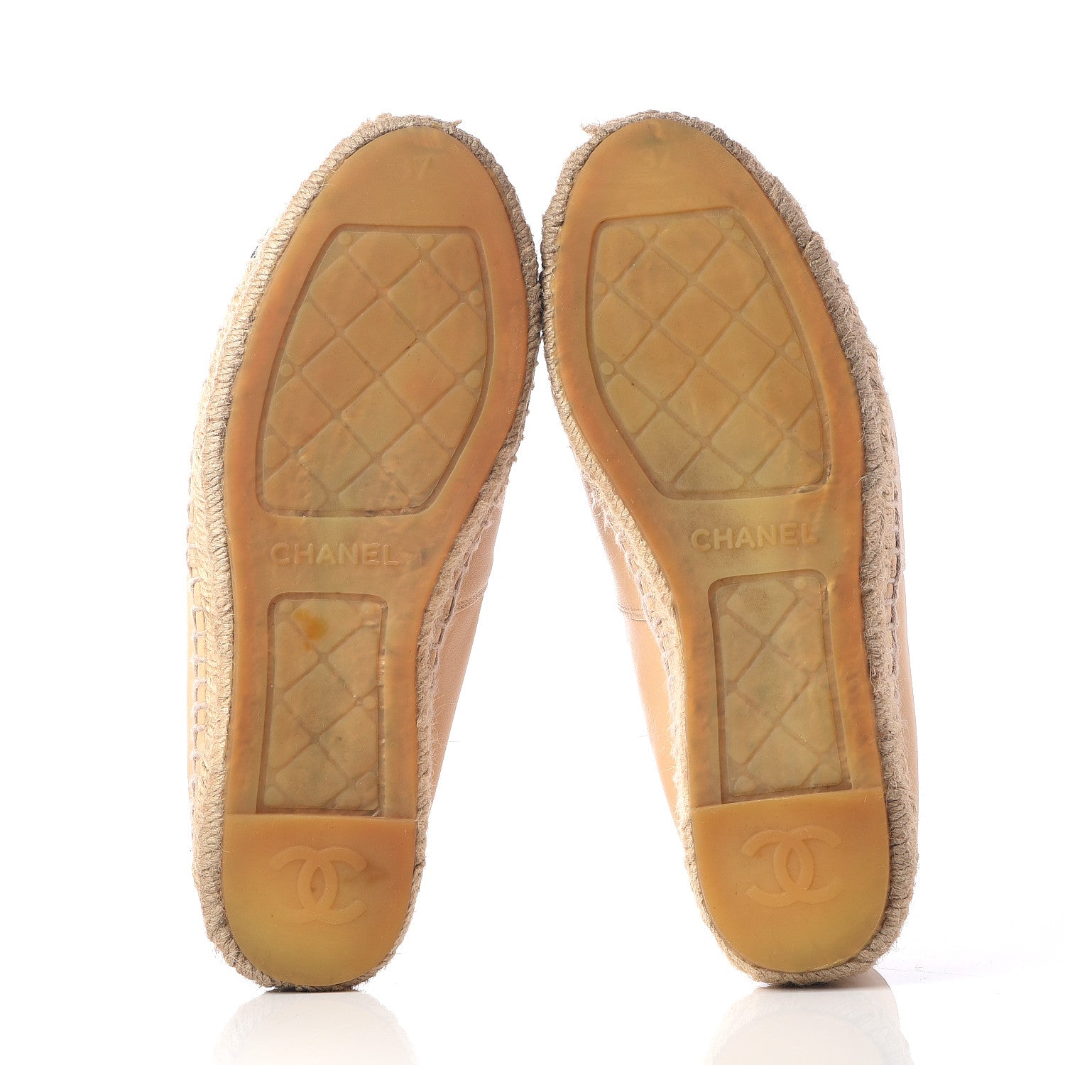 Chanel Lambskin CC Espadrilles 37 Beige Black 7 of 15