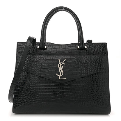 Saint Laurent Croc Calfskin Embossed Medium Uptown Tote Black 1 of 11