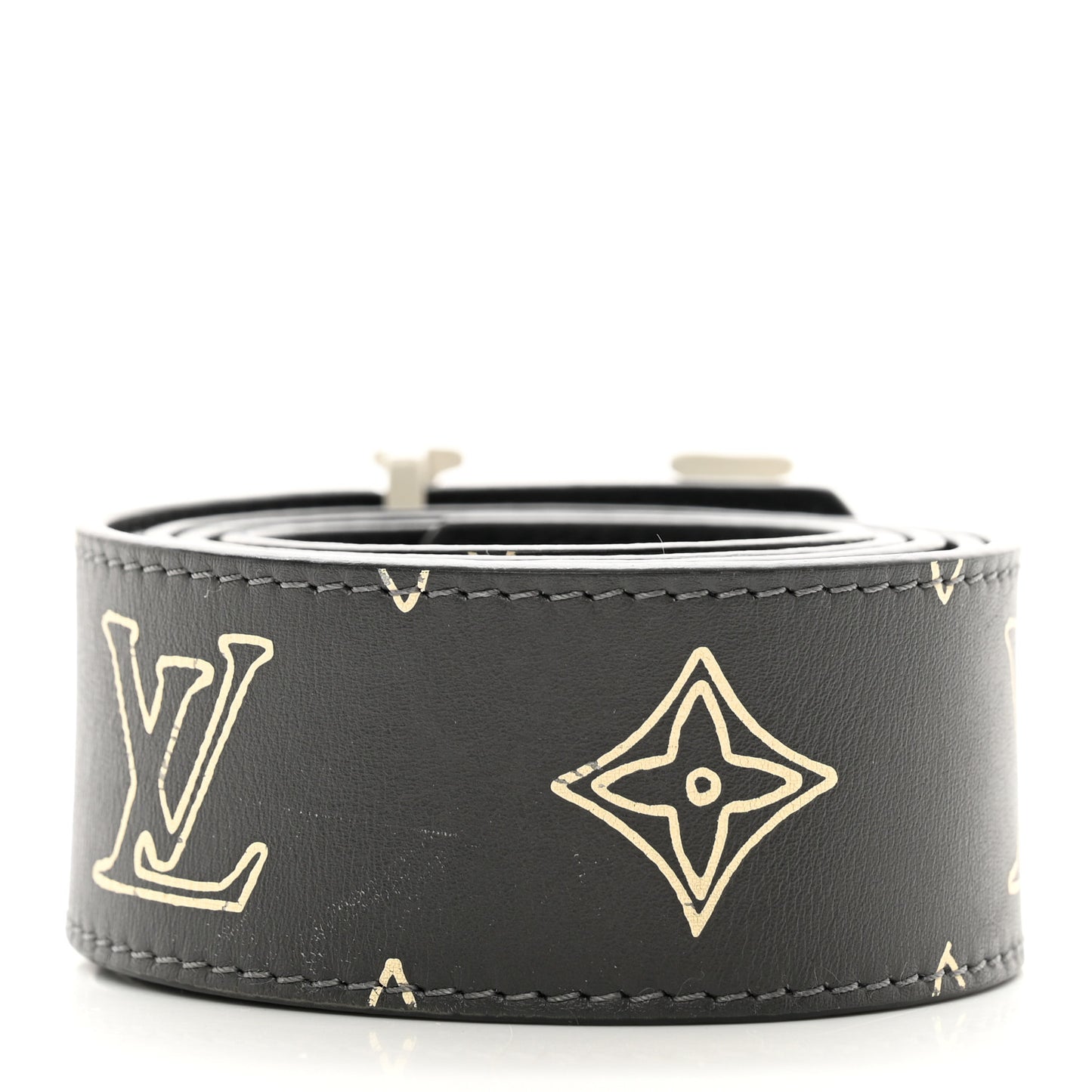 Monogram 40mm LV Shape Belt 100 40 Black White