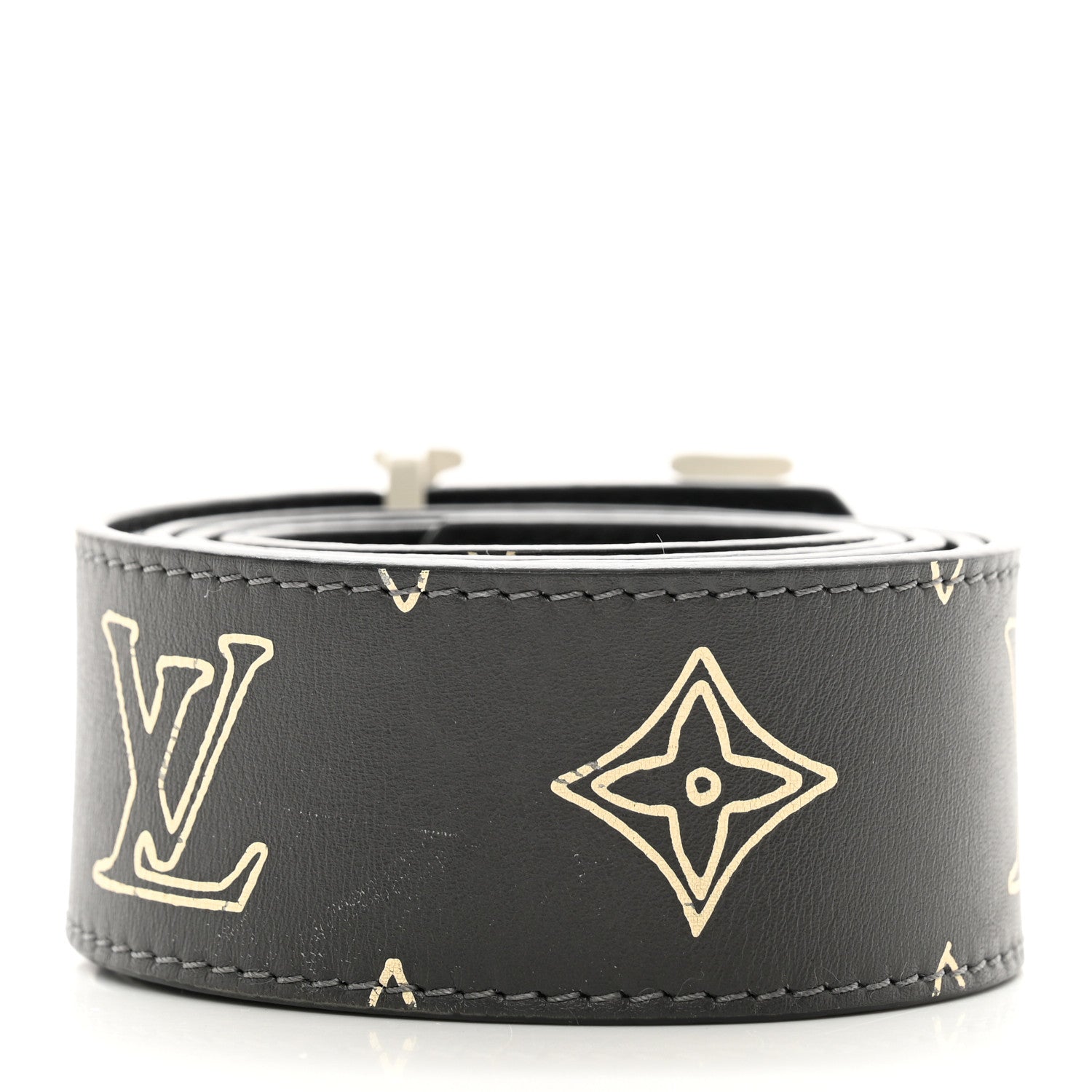 Louis Vuitton Monogram 40mm LV Shape Belt 100 40 Black White 2 of 6