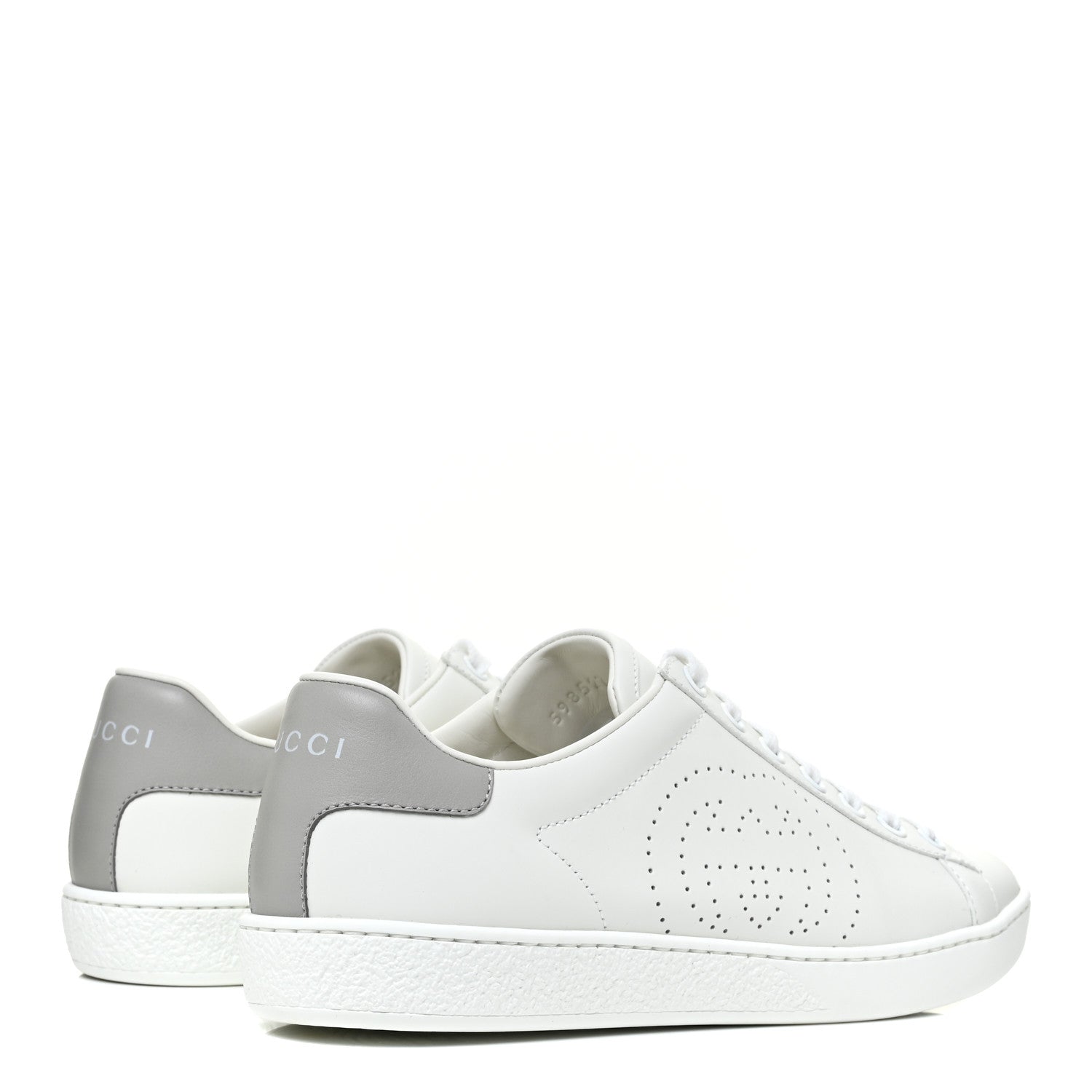 Gucci Calfskin Interlocking G Perforated Womens Ace Sneakers 35.5 White Grey Sky 4 of 8