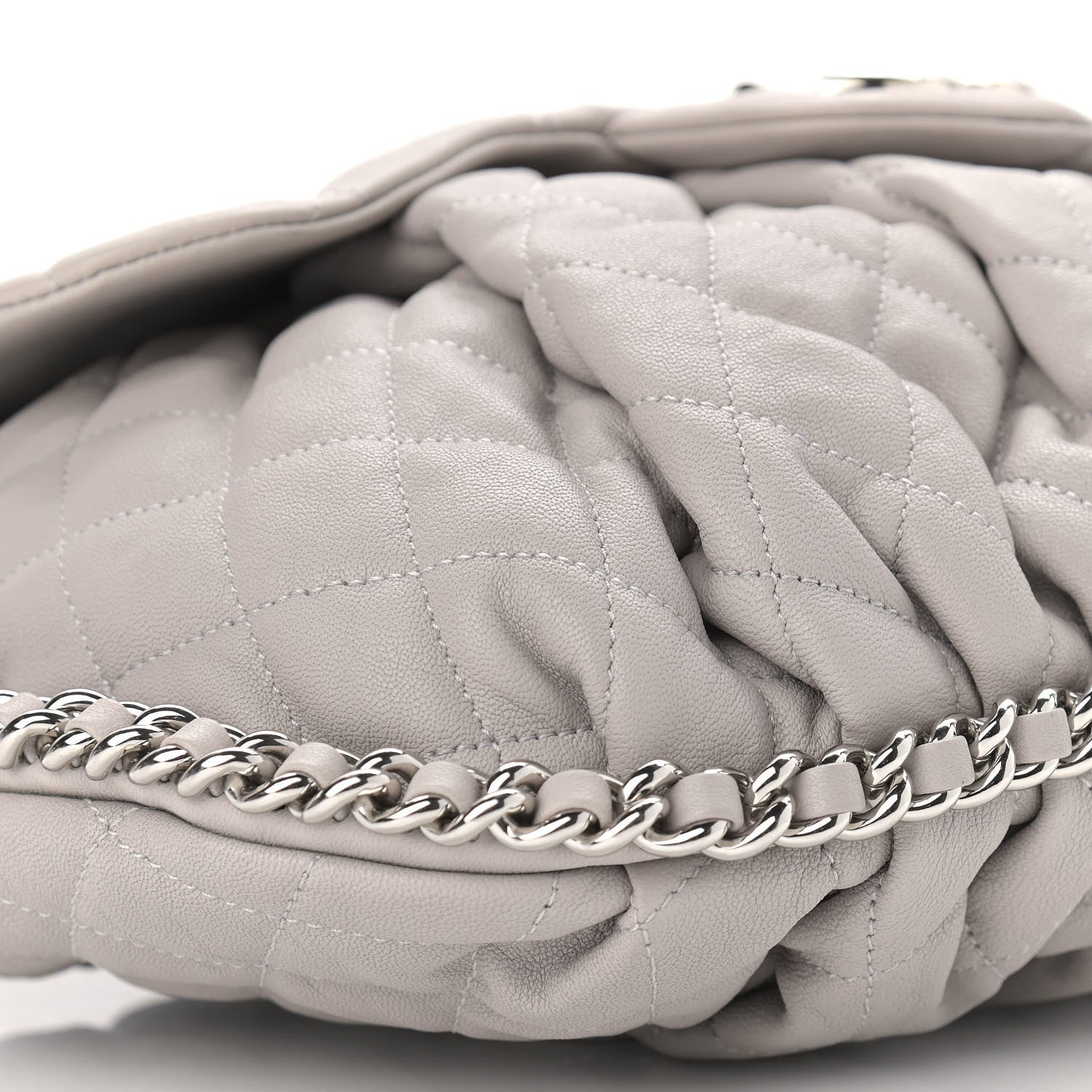 Chanel Washed Lambskin Quilted Large Chain Around Flap Grey 9 of 10