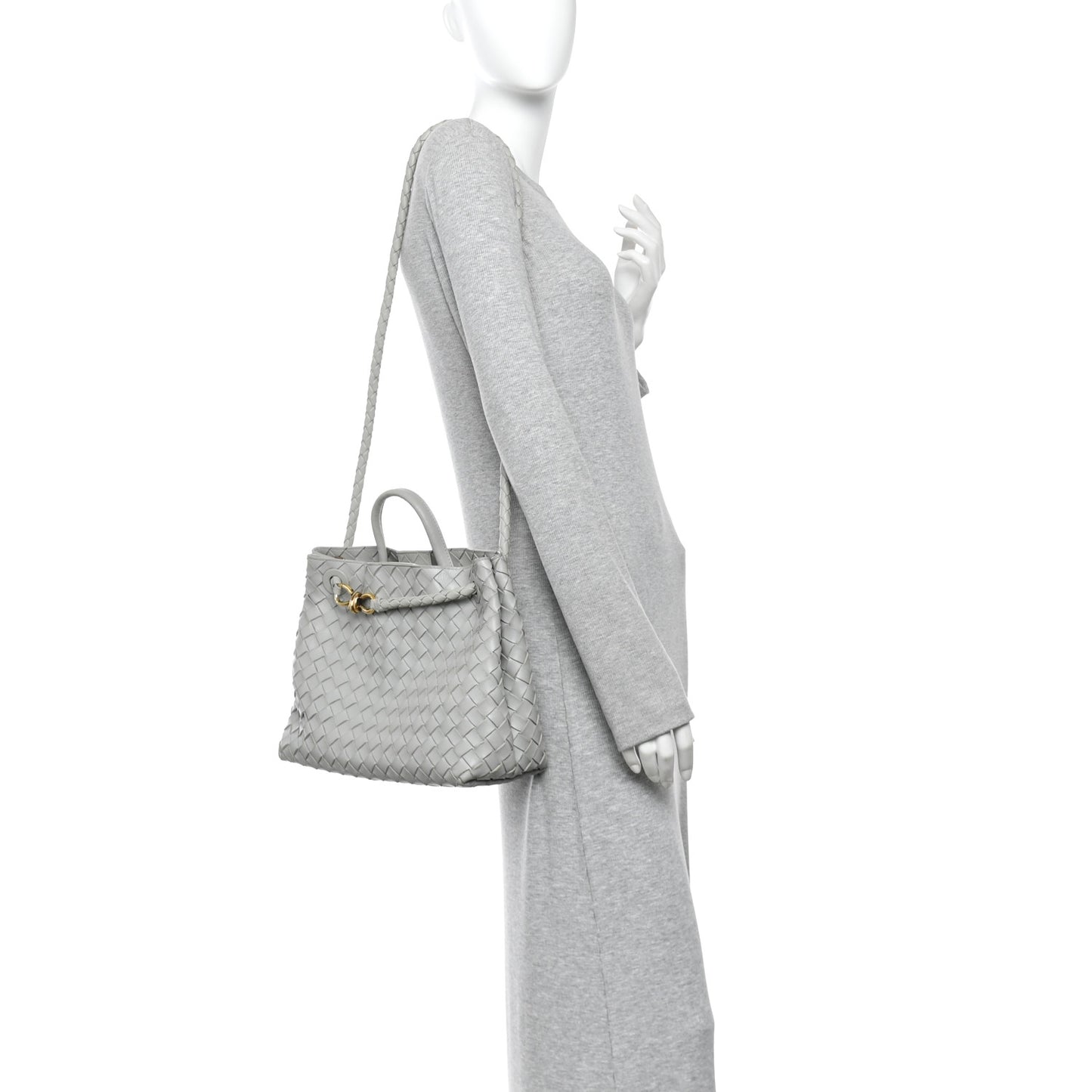 Nappa Intrecciato Medium Andiamo Shoulder Bag Sterling