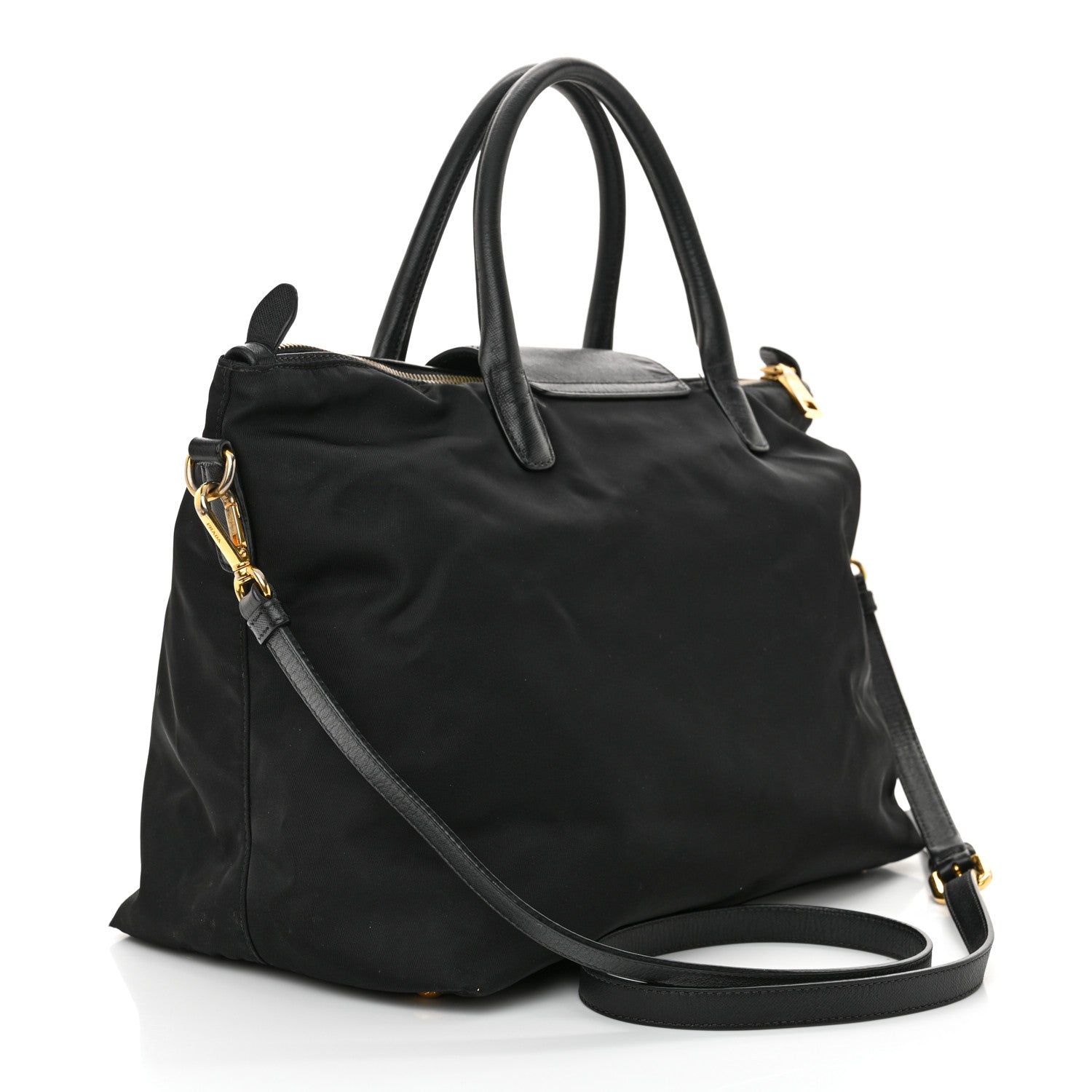 Prada Tessuto Nylon Saffiano Tote Black 2 of 10