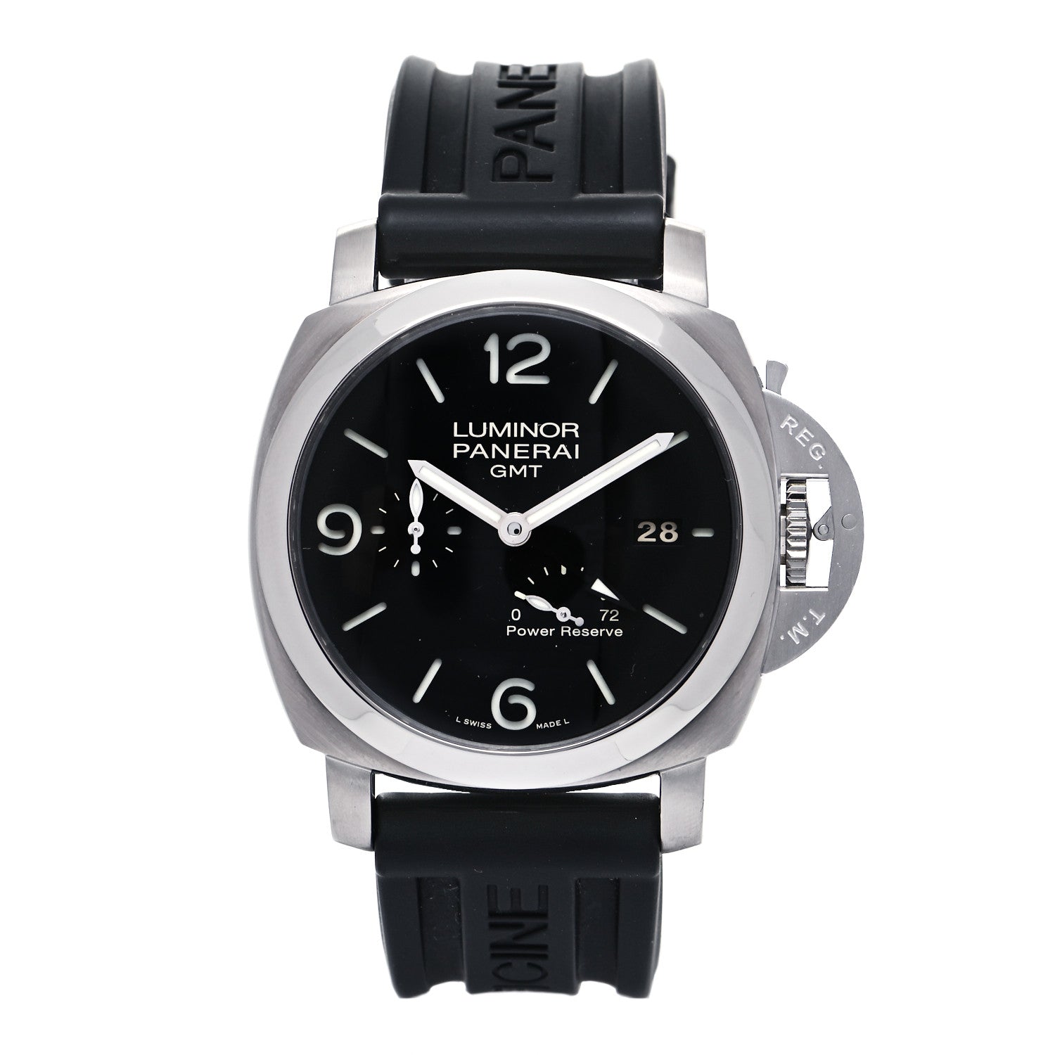 Panerai Stainless Steel Rubber 44mm Luminor 1950 3 Day Power Reserve GMT Automatic Watch Black PAM00321 1 of 4