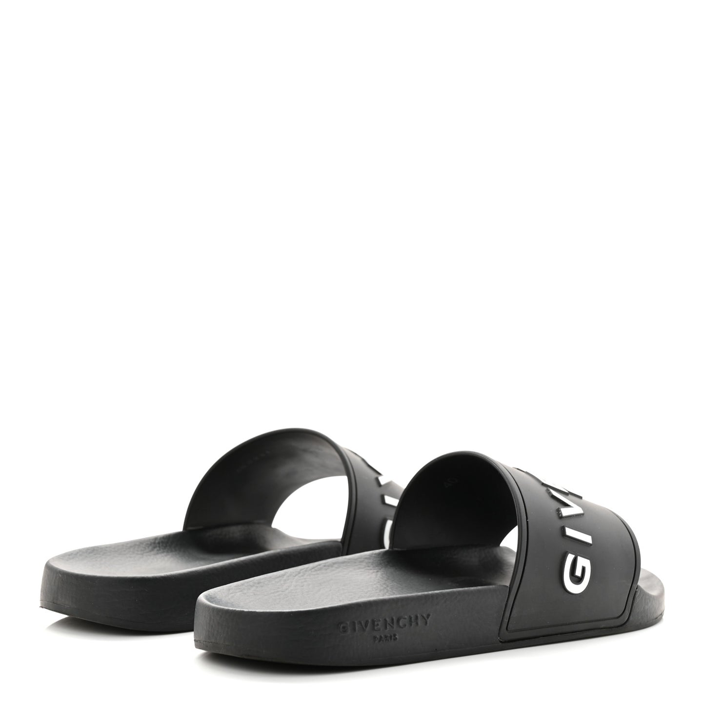 Rubber Logo Pool Slide Sandals 40 Black