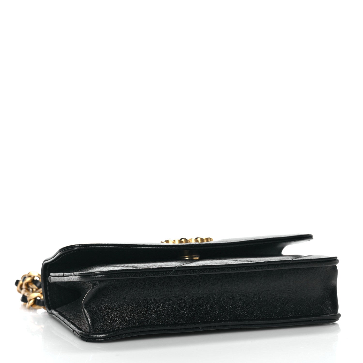 Chanel Lambskin Quilted Chanel 19 Flap Phone Holder With Chain Black 3 of 10