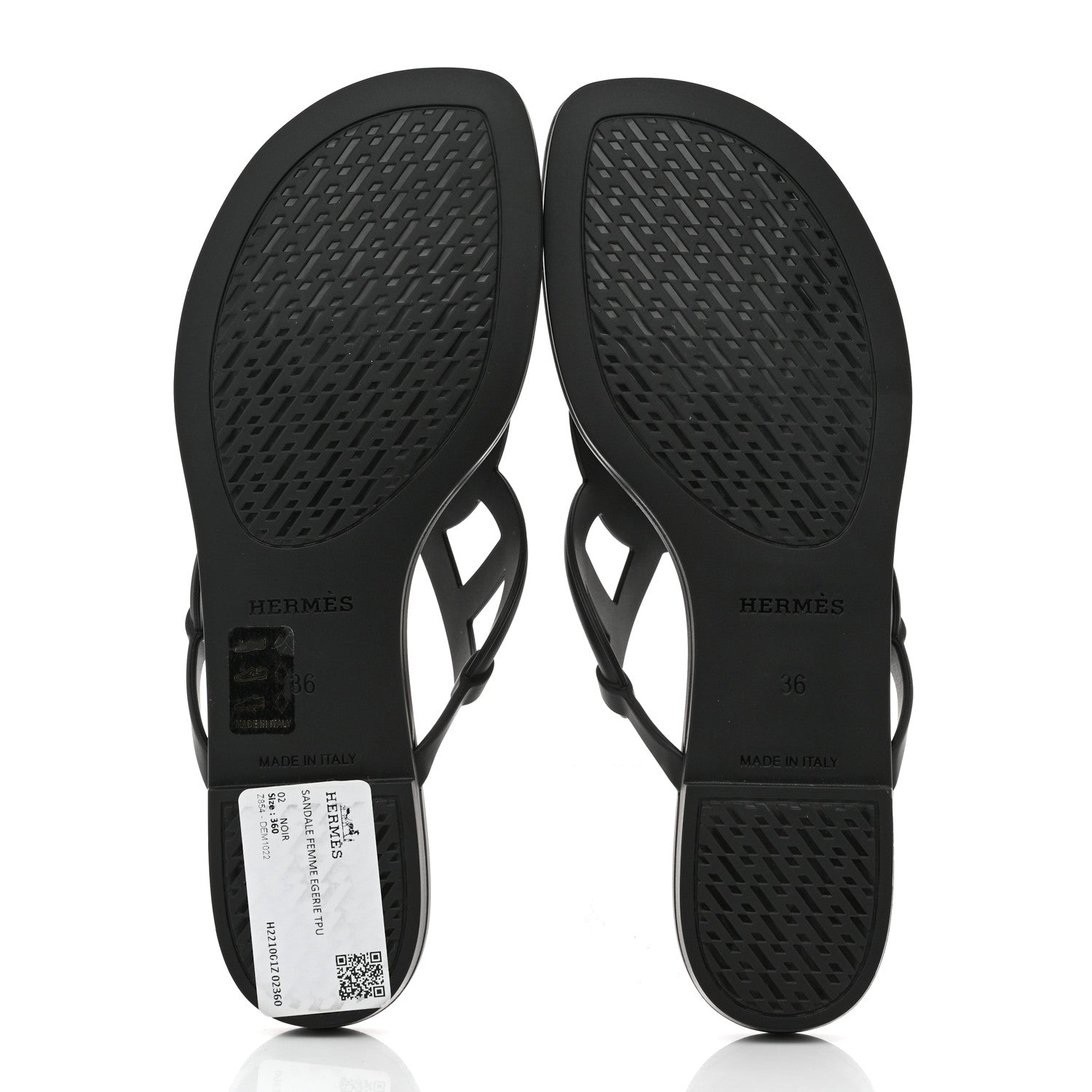 Hermes Rubber Womens Egerie Sandals 36 Black 5 of 9
