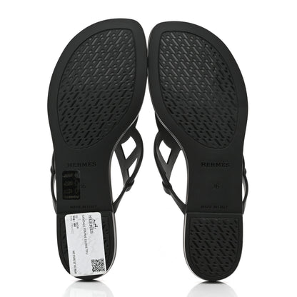 Hermes Rubber Womens Egerie Sandals 36 Black 5 of 9