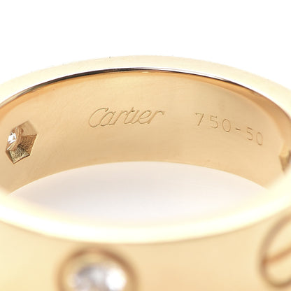 Cartier 18K Yellow Gold 3 Diamond 5.5mm LOVE Ring 50 5.25 5 of 5