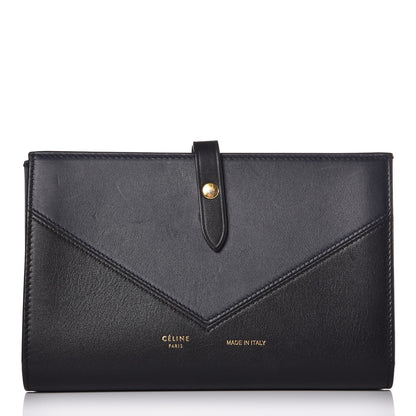 Celine Shiny Smooth Calfskin Large Multifunction V Shape Wallet Navy Black 1 of 9