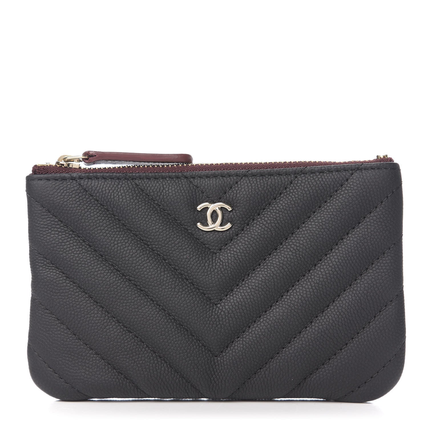 Chanel Caviar Chevron Quilted Small Cosmetic Case Black 1 of 7