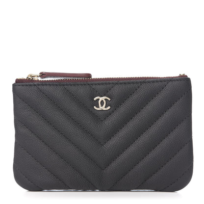 Chanel Caviar Chevron Quilted Small Cosmetic Case Black 1 of 7