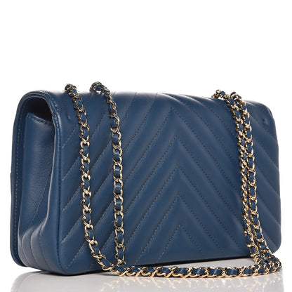 Chanel Calfskin Chevron Quilted Small Statement Flap Blue 4 of 9