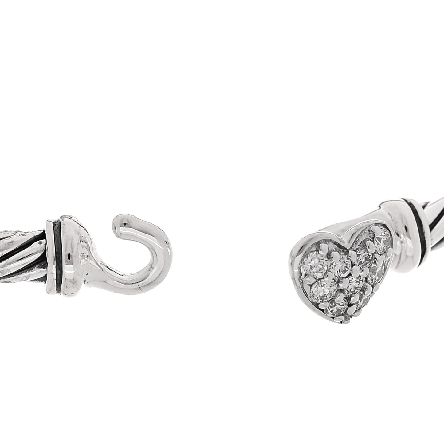 Sterling Silver Diamond Cable Collectibles Heart Bracelet