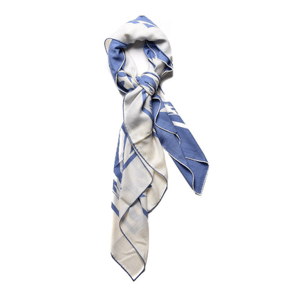 Hermes Cashmere Silk Brazil Tattoo Shawl 140 Bleu Lavande Blanc 3 of 7