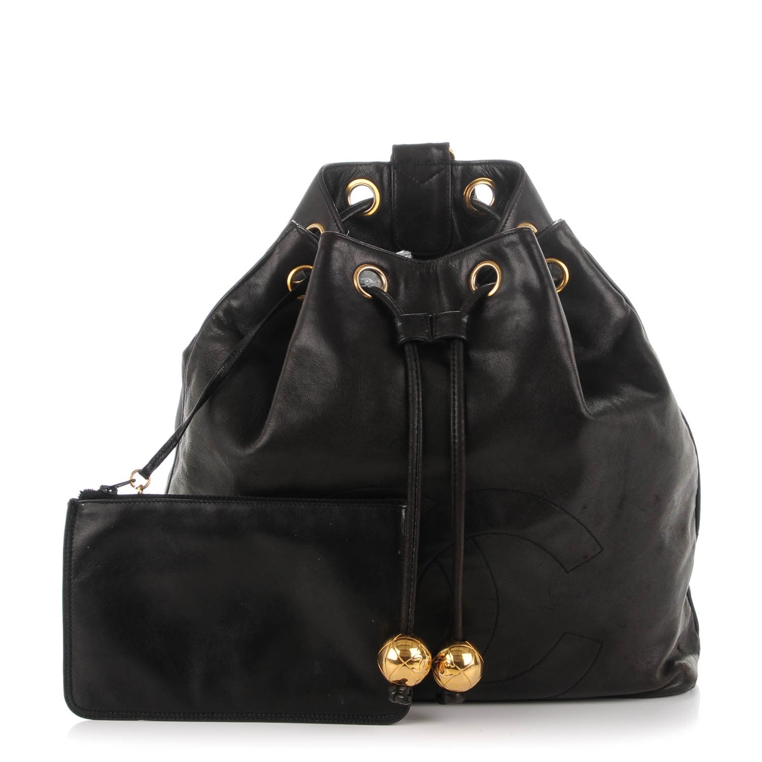 Chanel Lambskin CC Drawstring Backpack Black 4 of 9
