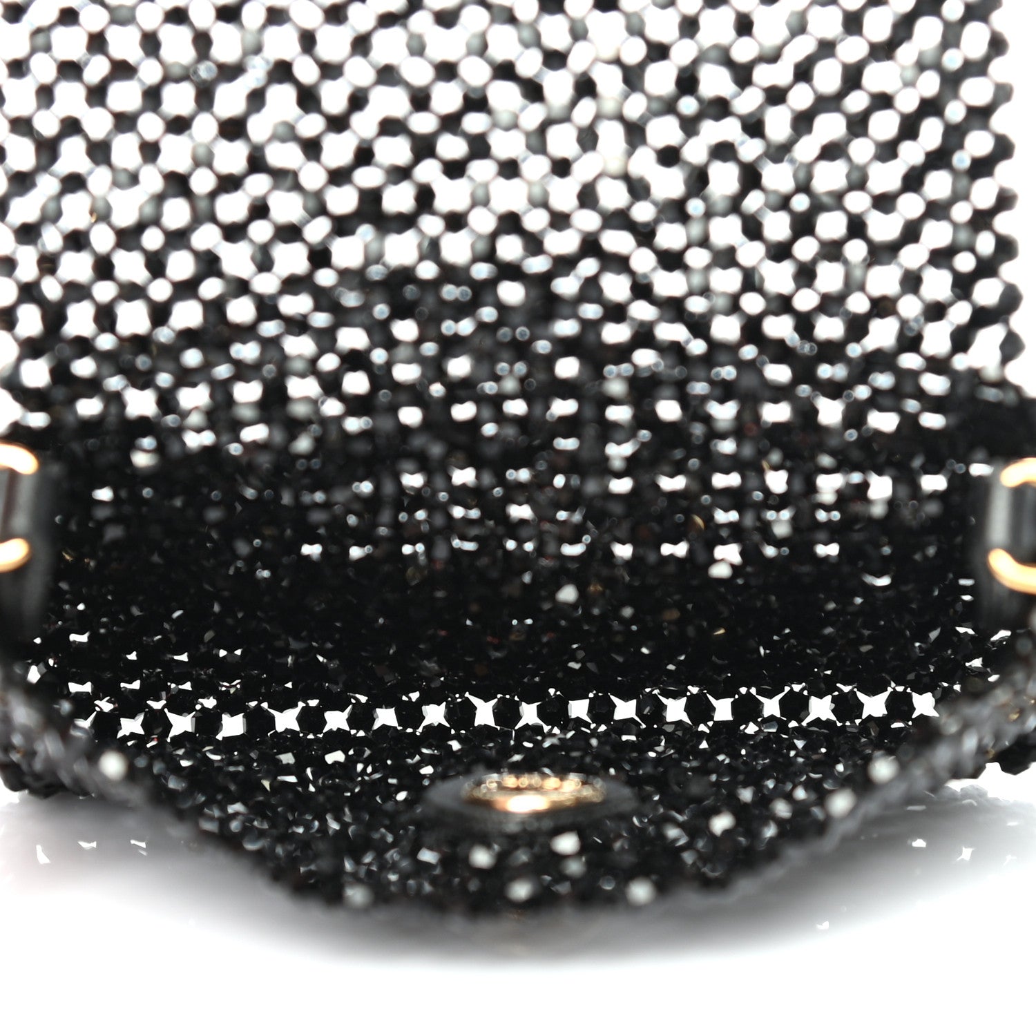 Fendi Crystal Vitello King Beaded Mini Pico Baguette Charm Black 4 of 6