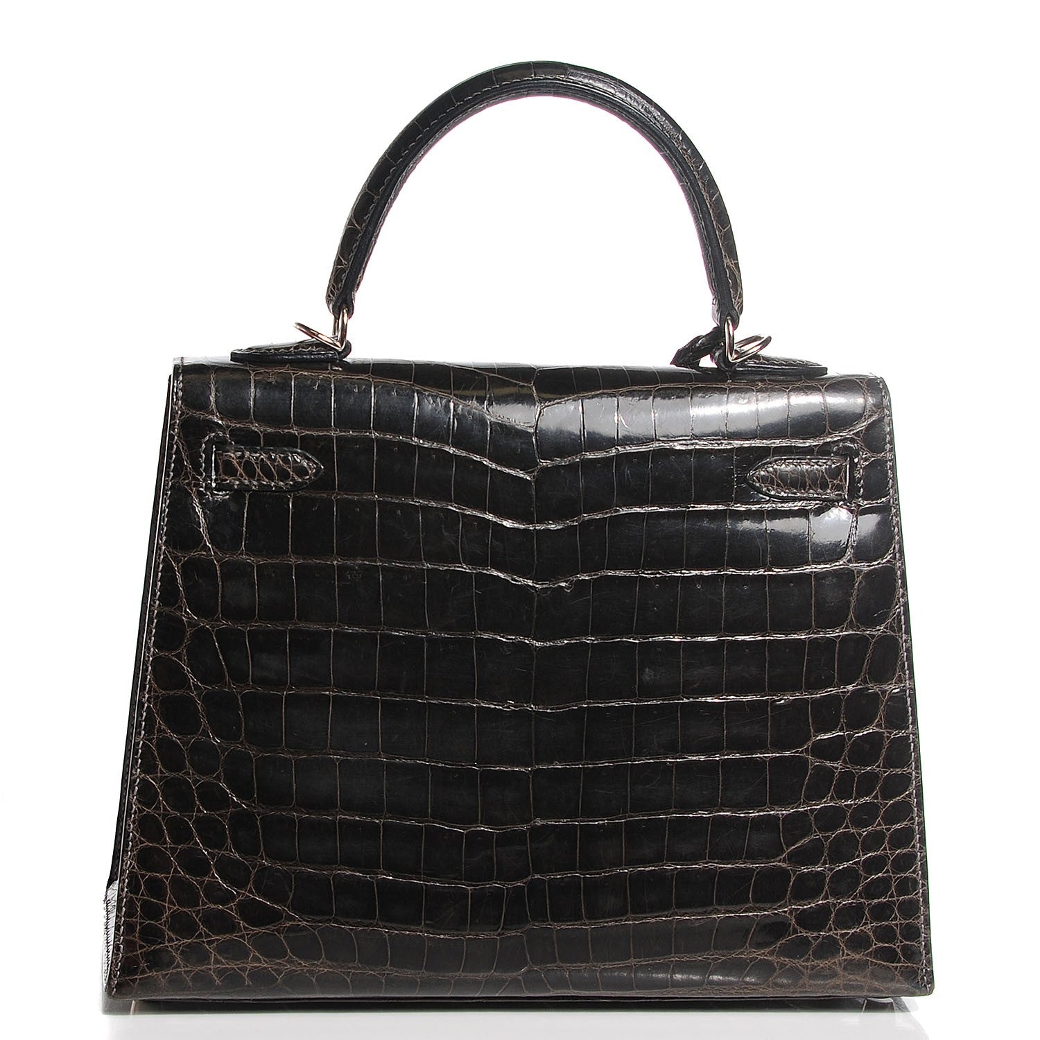 Hermes Shiny Niloticus Crocodile Kelly Sellier 25 Graphite 5 of 27