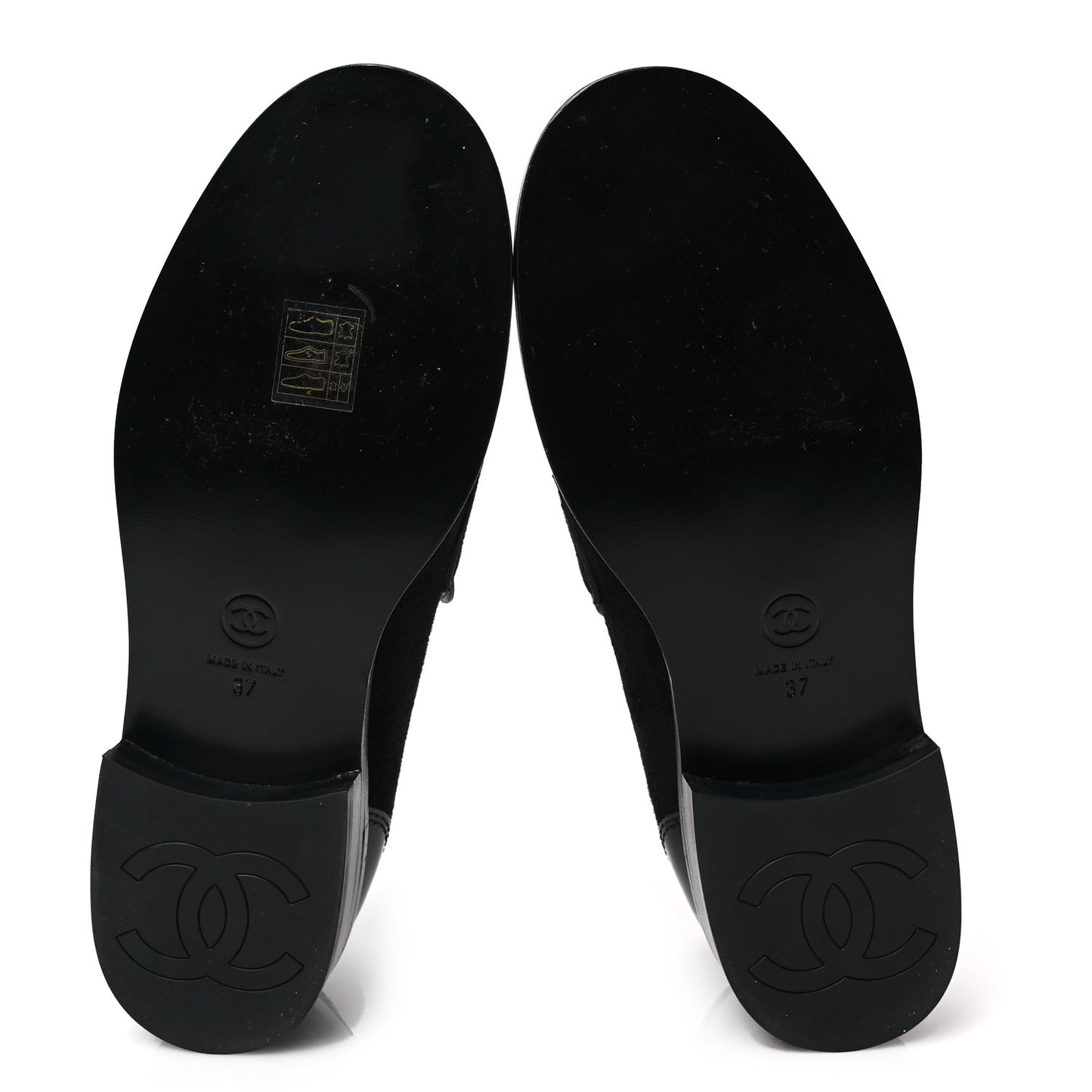 Patent Calfskin Suede Kidskin CC Mocassin Loafers 37 Black