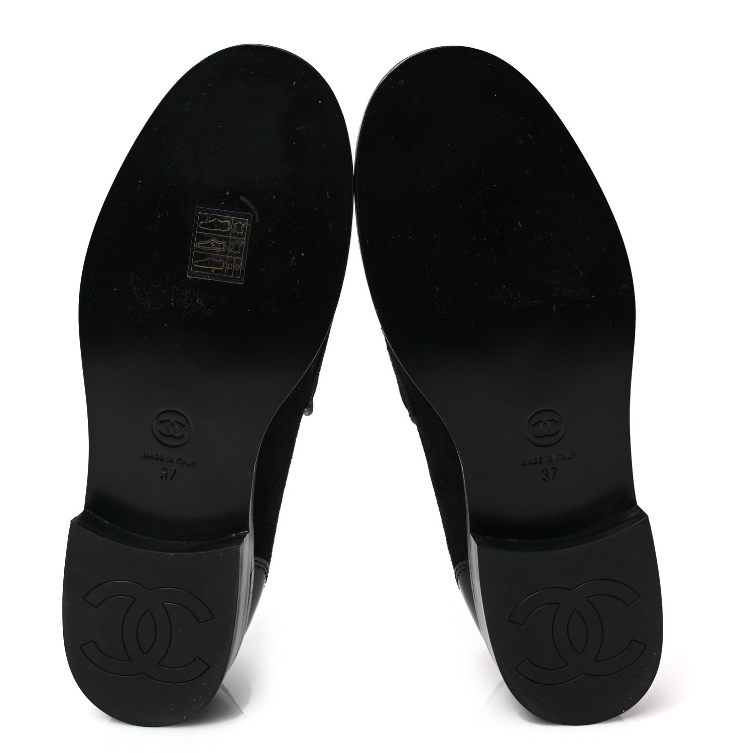 Chanel Patent Calfskin Suede Kidskin CC Mocassin Loafers 37 Black 5 of 8