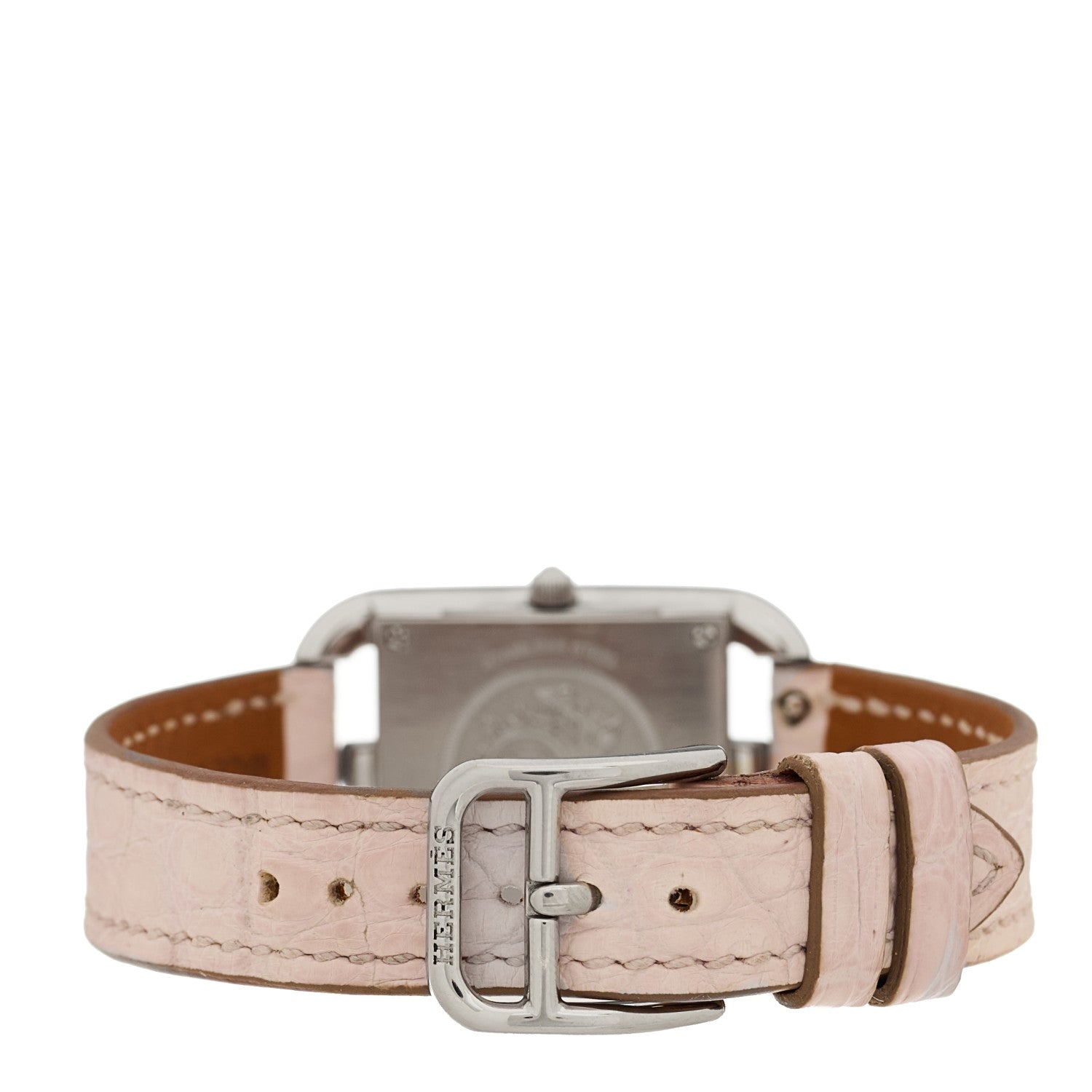 Hermes Stainless Steel Alligator Diamond Mother of Pearl 23mm Cape Cod Quartz Watch Pink 3 of 5
