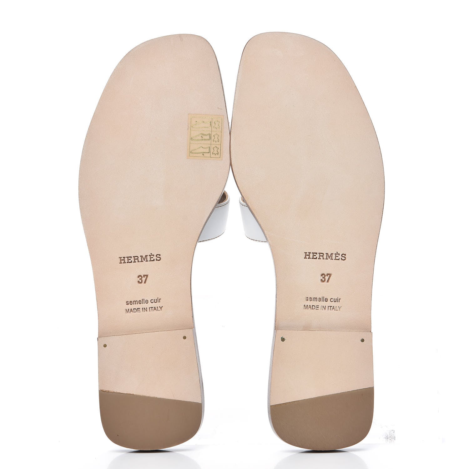 Hermes Box Calfskin Oran Sandals 37 White 5 of 9