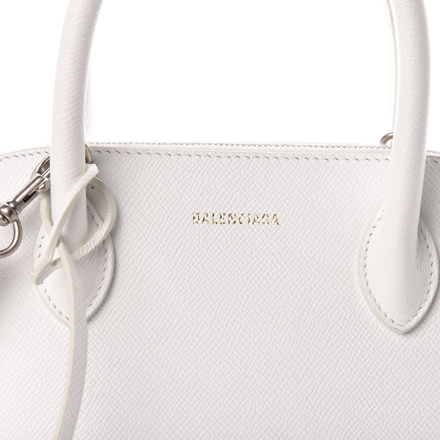 Balenciaga Signature Grained Calfskin Logo S Ville Top Handle Bag White 7 of 9
