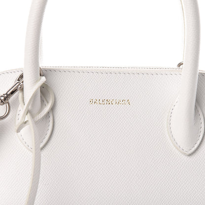 Balenciaga Signature Grained Calfskin Logo S Ville Top Handle Bag White 7 of 9
