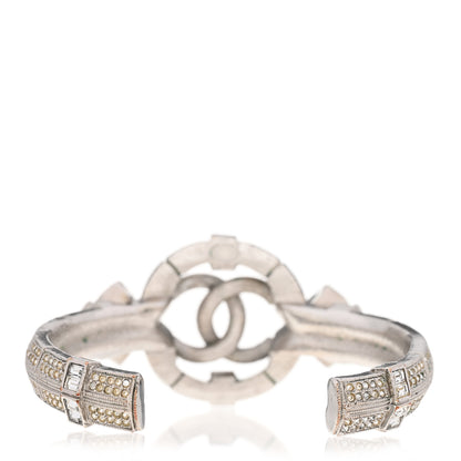 Chanel Crystal CC Cuff Silver Blue 3 of 7