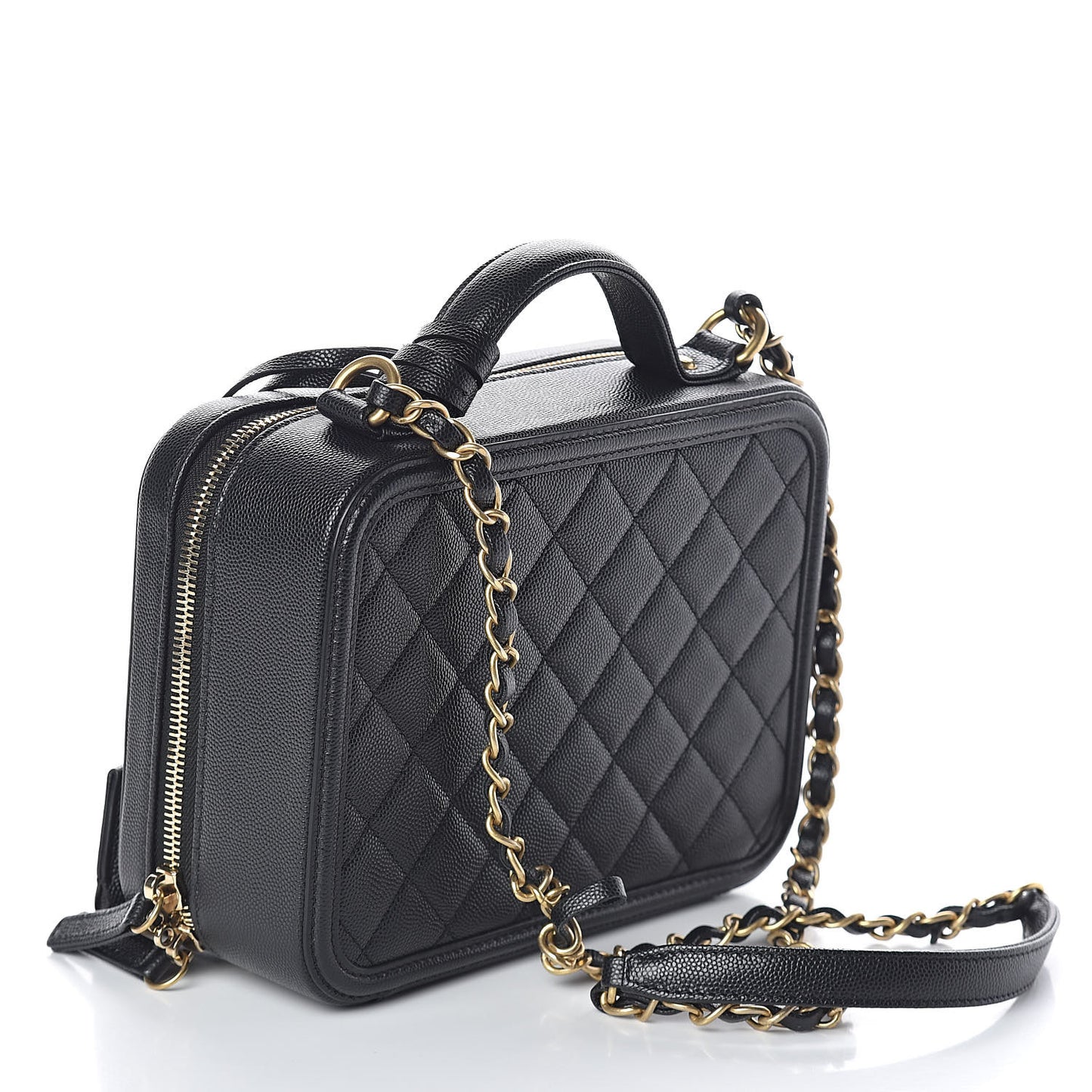 Caviar Quilted Medium CC Filigree Vanity Case Black