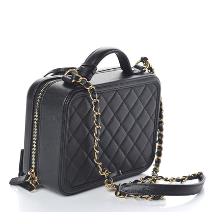 Chanel Caviar Quilted Medium CC Filigree Vanity Case Black 3 of 11