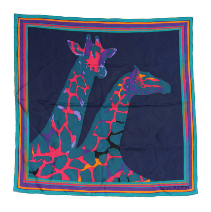 Louis Vuitton Silk Leopard Giraffe Pompons Scarf 2 of 3