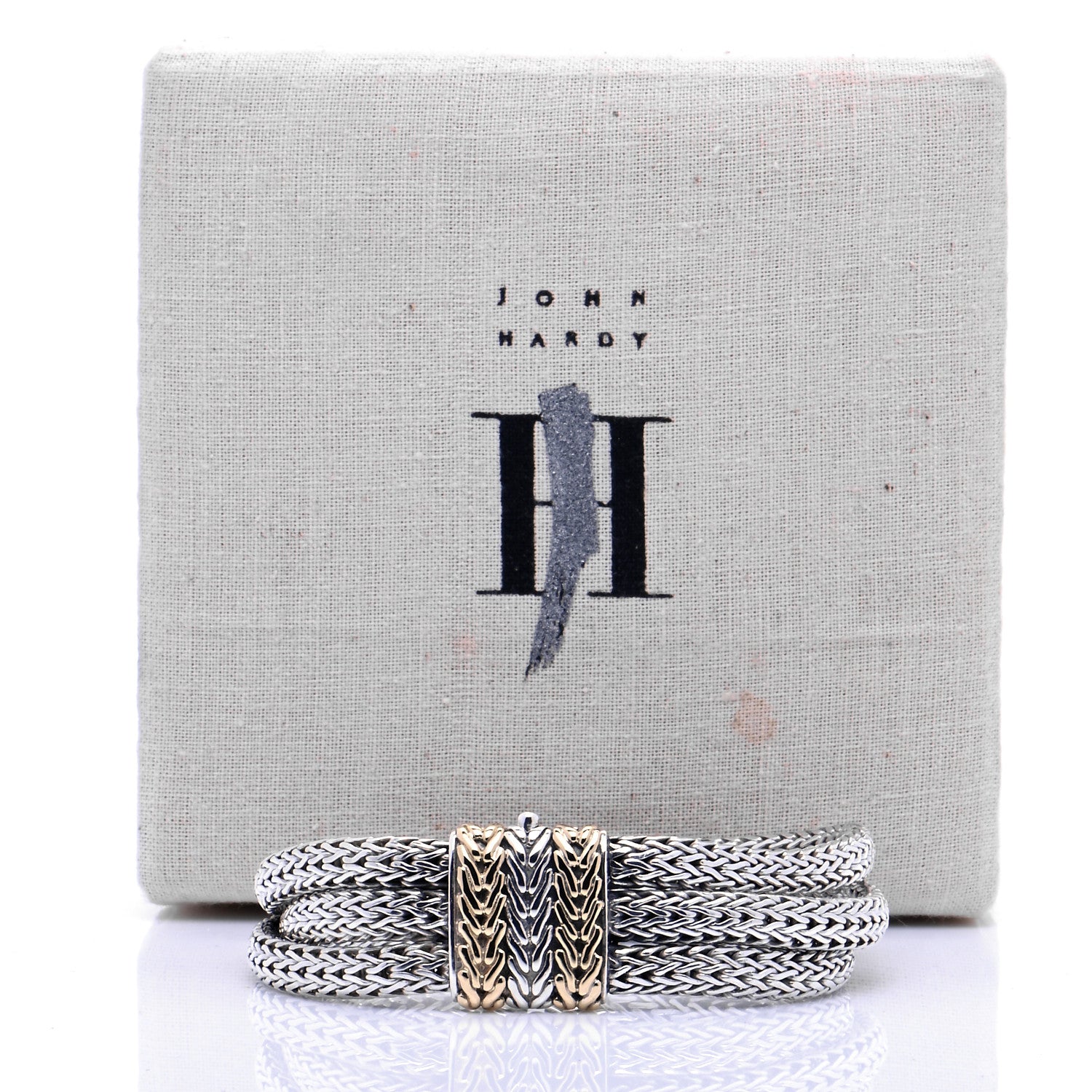 John Hardy Sterling Silver 18k Yellow Gold Classic Chain 3-Row Bracelet 6 of 6