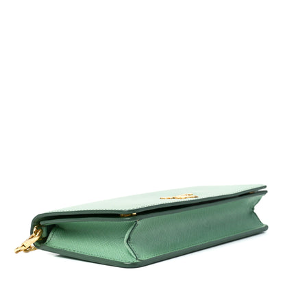 Prada Saffiano Metal Chain Wallet Acquamarina 4 of 11