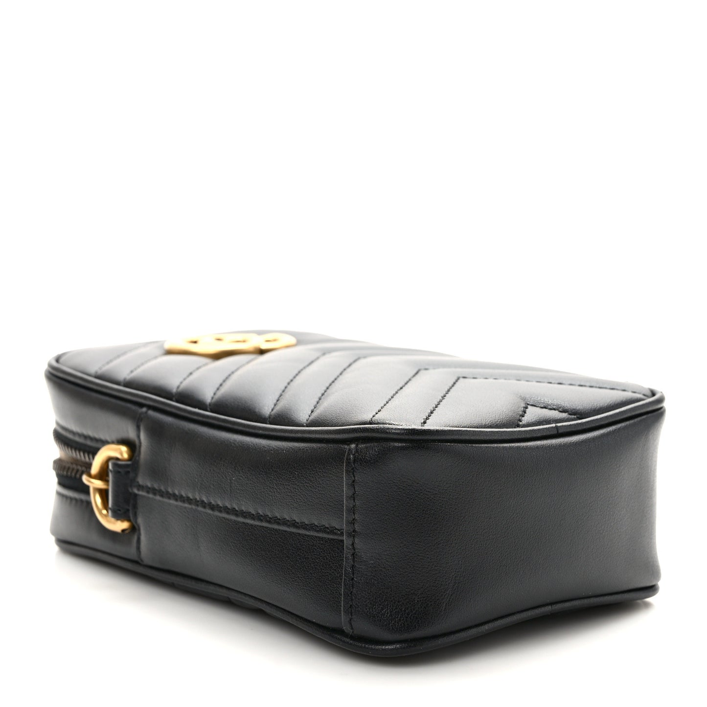 Calfskin Matelasse Mini GG Marmont Crossbody Bag Black
