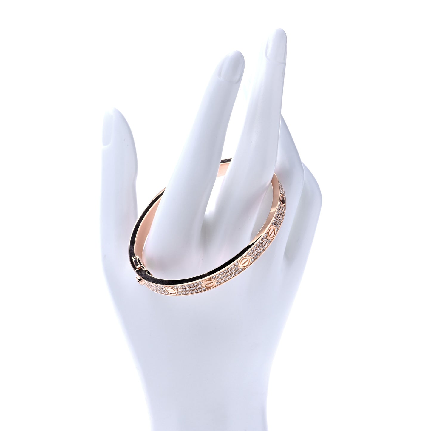 18K Pink Gold Diamond LOVE Paved Bracelet 18