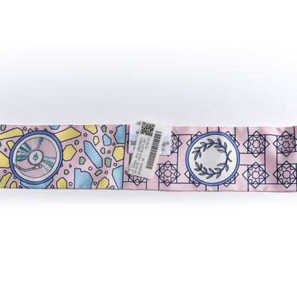Hermes Silk La Danse Des Amazones Twilly Rose Pale Bleu Jaune 2 of 6