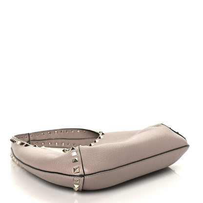 Valentino Garavani Pebbled Calfskin Small Rockstud Flip Lock Hobo Poudre 4 of 8