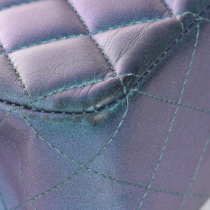 Chanel Metallic Lambskin Quilted Medium Double Flap Turquoise 13 of 14