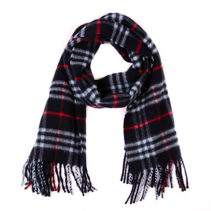 Burberry Cashmere Check Fringe Scarf Blue 1 of 4