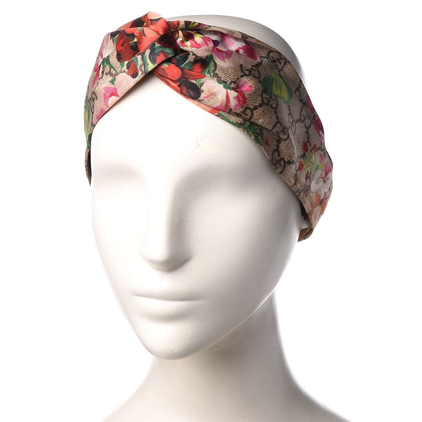 Silk Monogram Blooms Print Headband Antique Rose