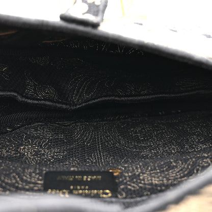 Christian Dior Canvas Embroidered Ornamental Cornely Saddle Bag Black Beige 5 of 10