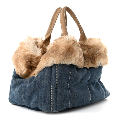 Prada Denim Eco Lapin Logo Tote Avio Cipria 2 of 11