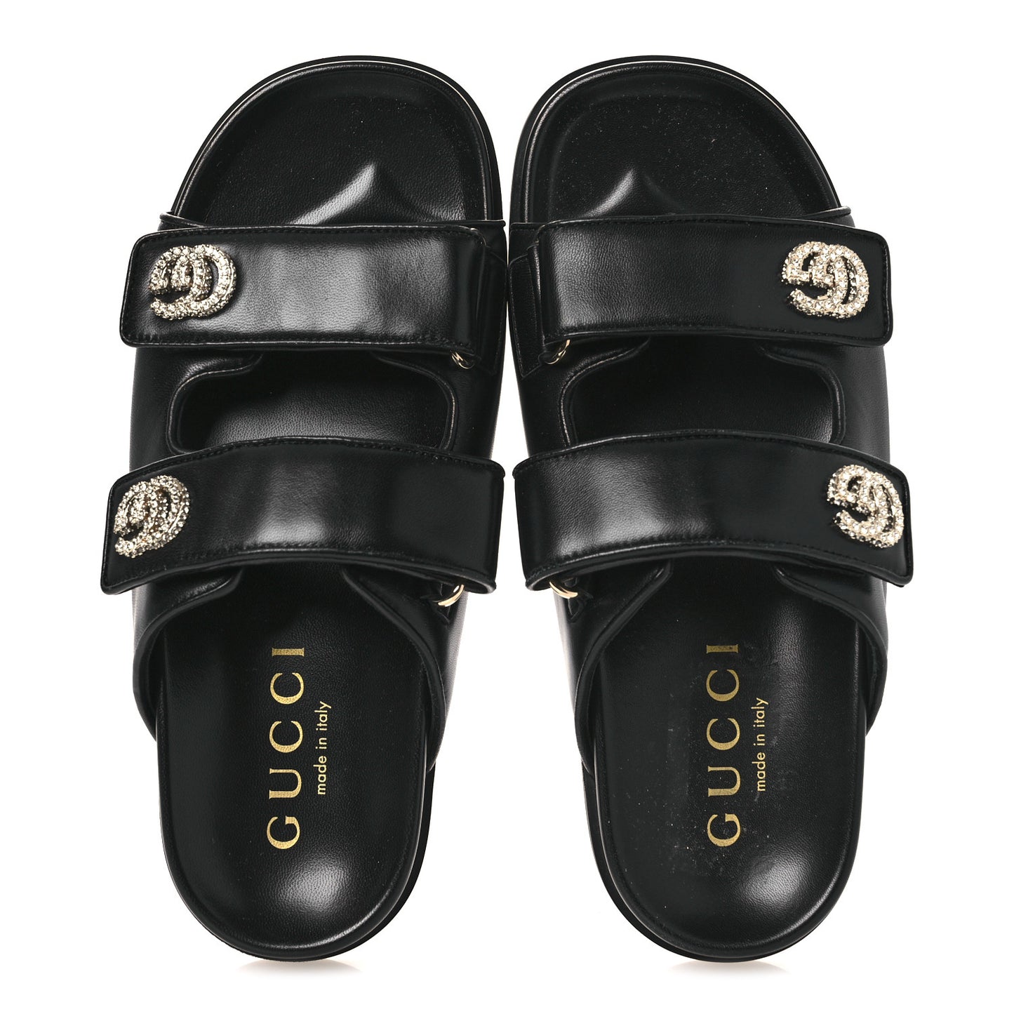 Nappa Double G Crystal Womens Isla Dad Sandals 38 Black